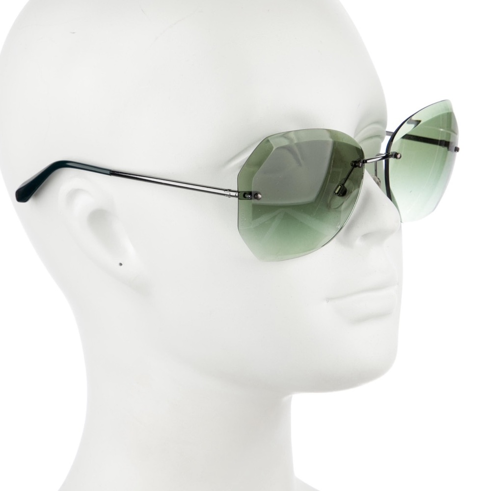 CHANEL Green Rimless Sunglasses